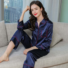 Long Sleeves Pure Silk Pajama Set