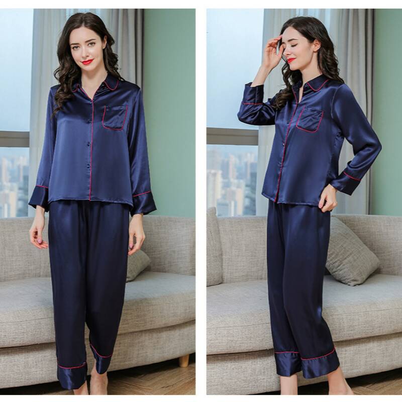 Long Sleeves Pure Silk Pajama Set